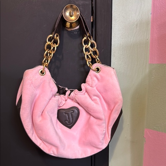 Juicy Couture Royal Couture Pink Velour Shoulder Bag - Picture 2 of 13